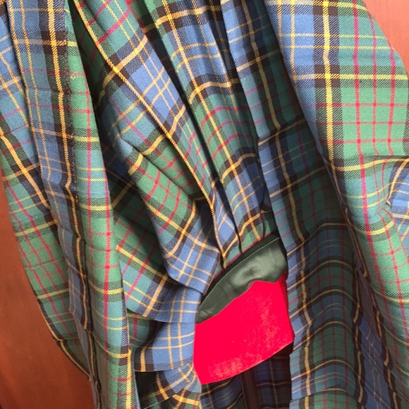 Authentic Vintage Wool Kilt Blue Green Plaid Leather Straps - Picture 10 of 14